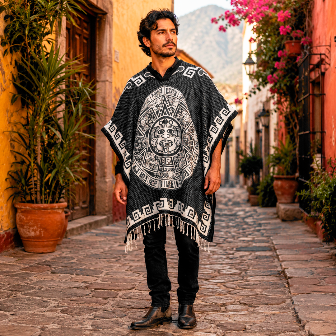 Jorongo Gaban Artesanal Mexicano Calendario Negro
