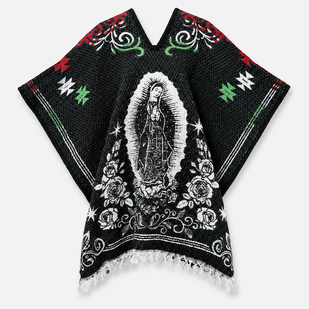 Jorongo Gaban Artesanal Mexicano Virgen Tricolor
