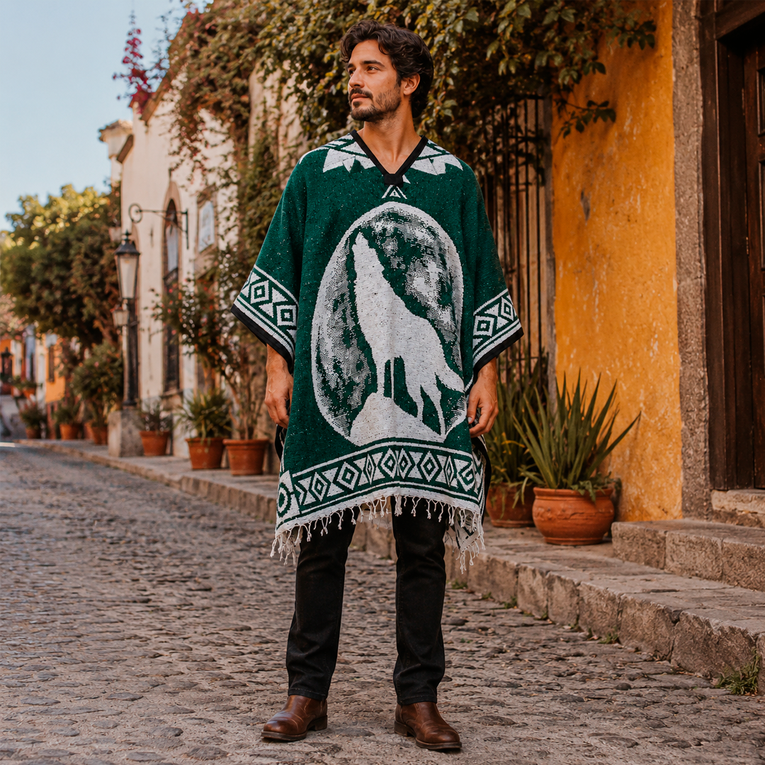 Jorongo Gaban Artesanal Mexicano Lobo Verde Oscuro