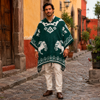 Jorongo Gaban Artesanal Mexicano Caballos Herradura Verde Oscuro