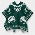 Jorongo Gaban Artesanal Mexicano Caballos Herradura Verde Oscuro