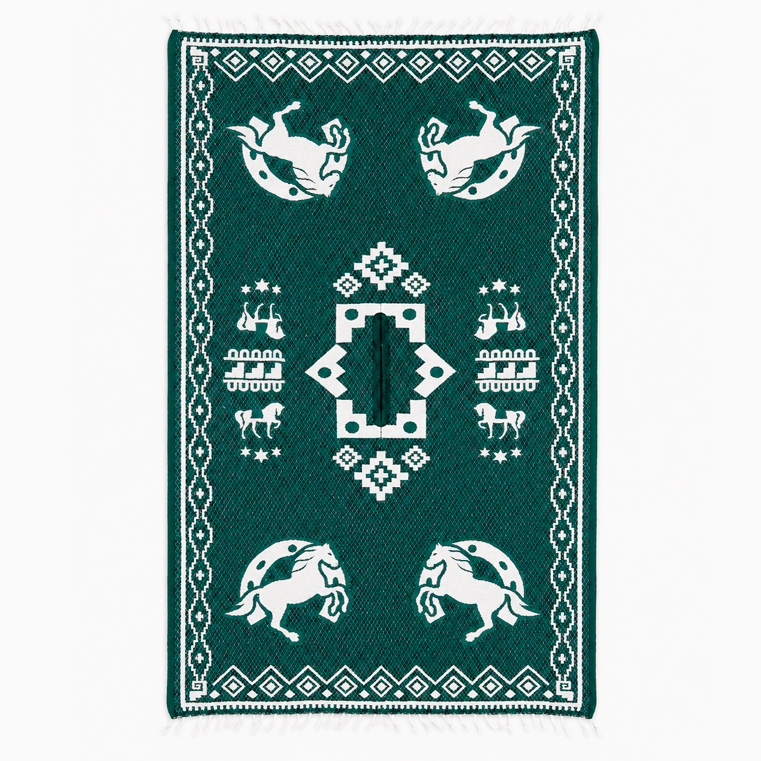 Jorongo Gaban Artesanal Mexicano Caballos Herradura Verde Oscuro