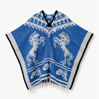 Jorongo Gaban Artesanal Mexicano Caballos Azul