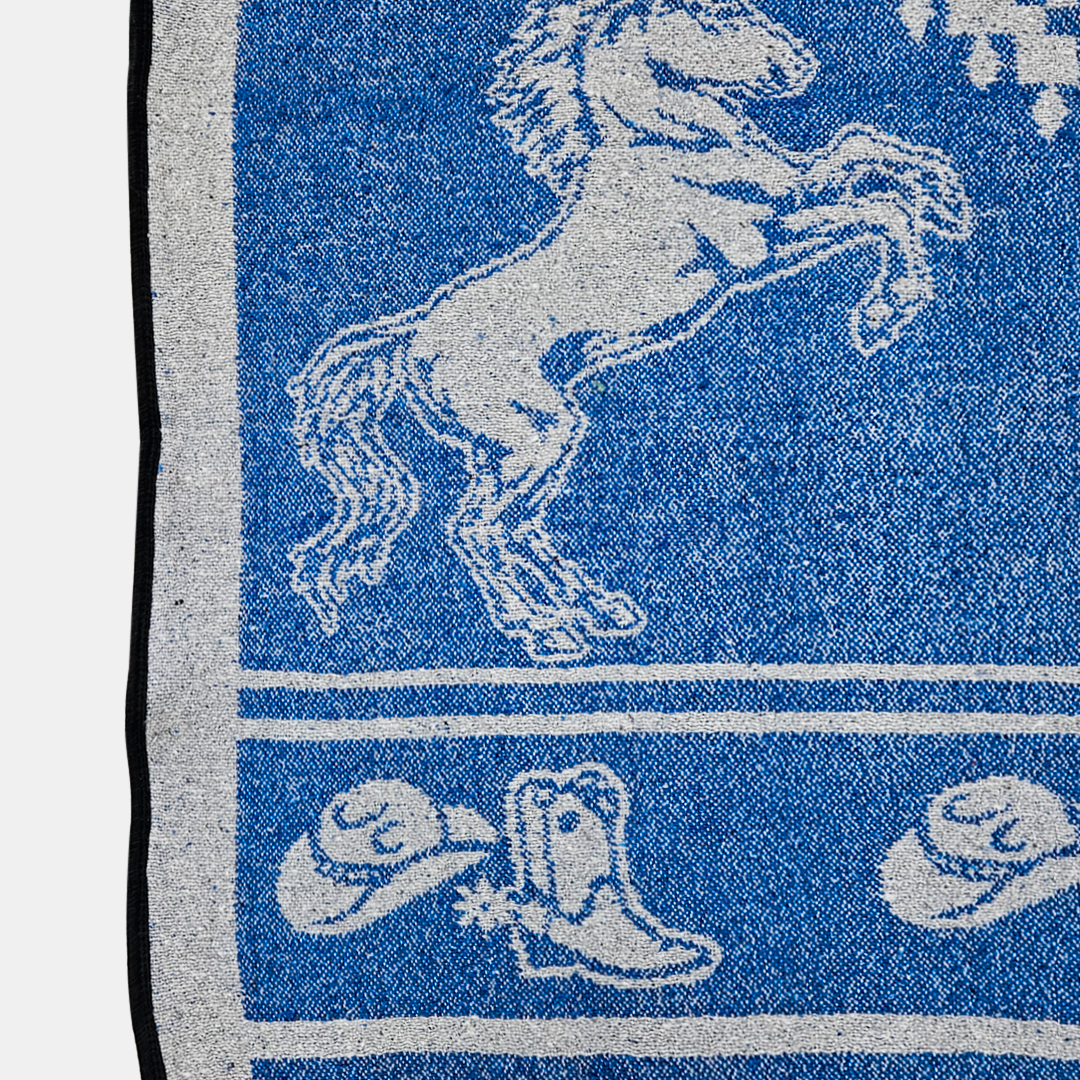 Jorongo Gaban Artesanal Mexicano Caballos Azul
