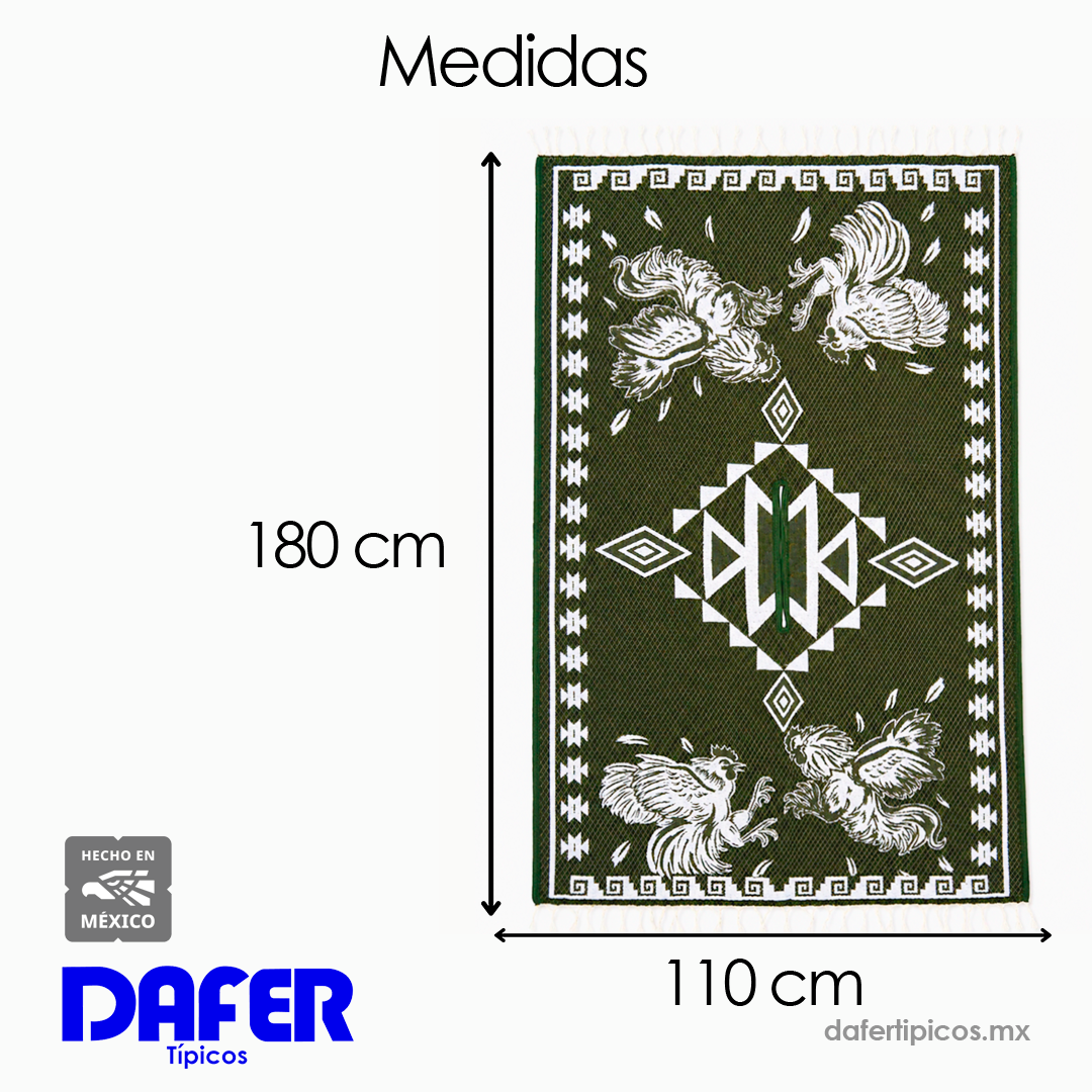 Jorongo Gaban Artesanal Mexicano Gallos Verde Musgo