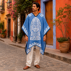 Jorongo Gaban Artesanal Mexicano Calendario Azul