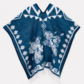 Jorongo Gaban Artesanal Mexicano Gallos Azul