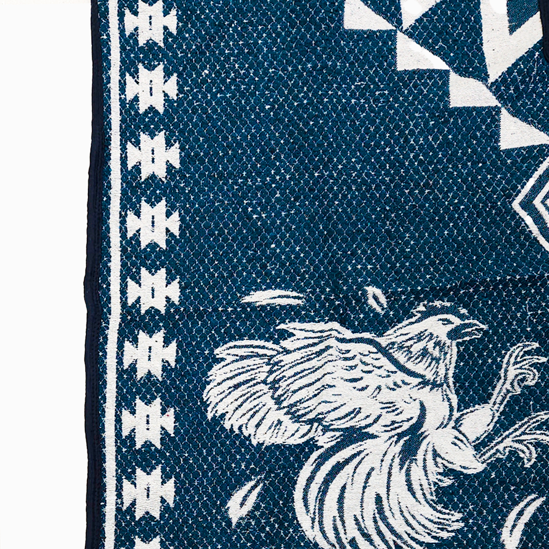 Jorongo Gaban Artesanal Mexicano Gallos Azul