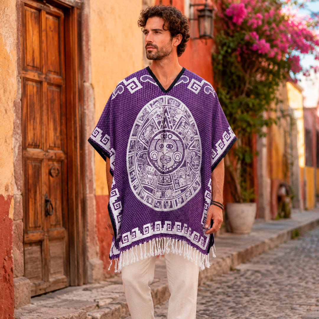 Jorongo Gaban Artesanal Mexicano Calendario Morado