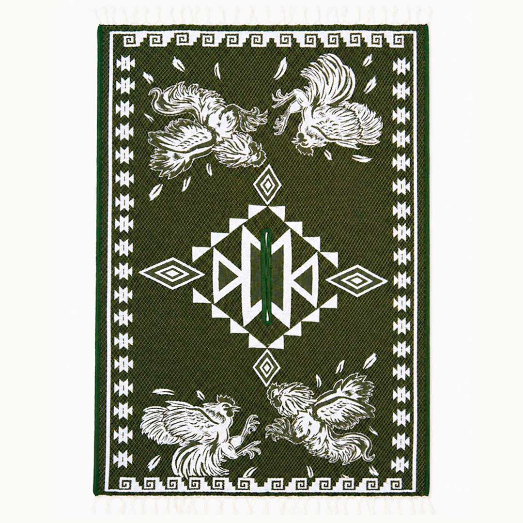 Jorongo Gaban Artesanal Mexicano Gallos Verde Musgo