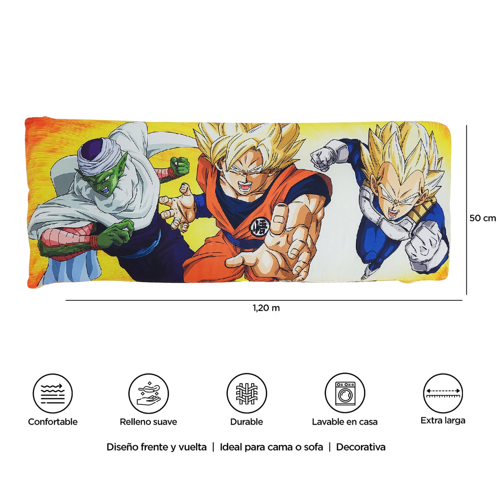 Almohada Súper Jumbo Ligera 120x50 Doble Vista Providencia® Dragon Ball Z