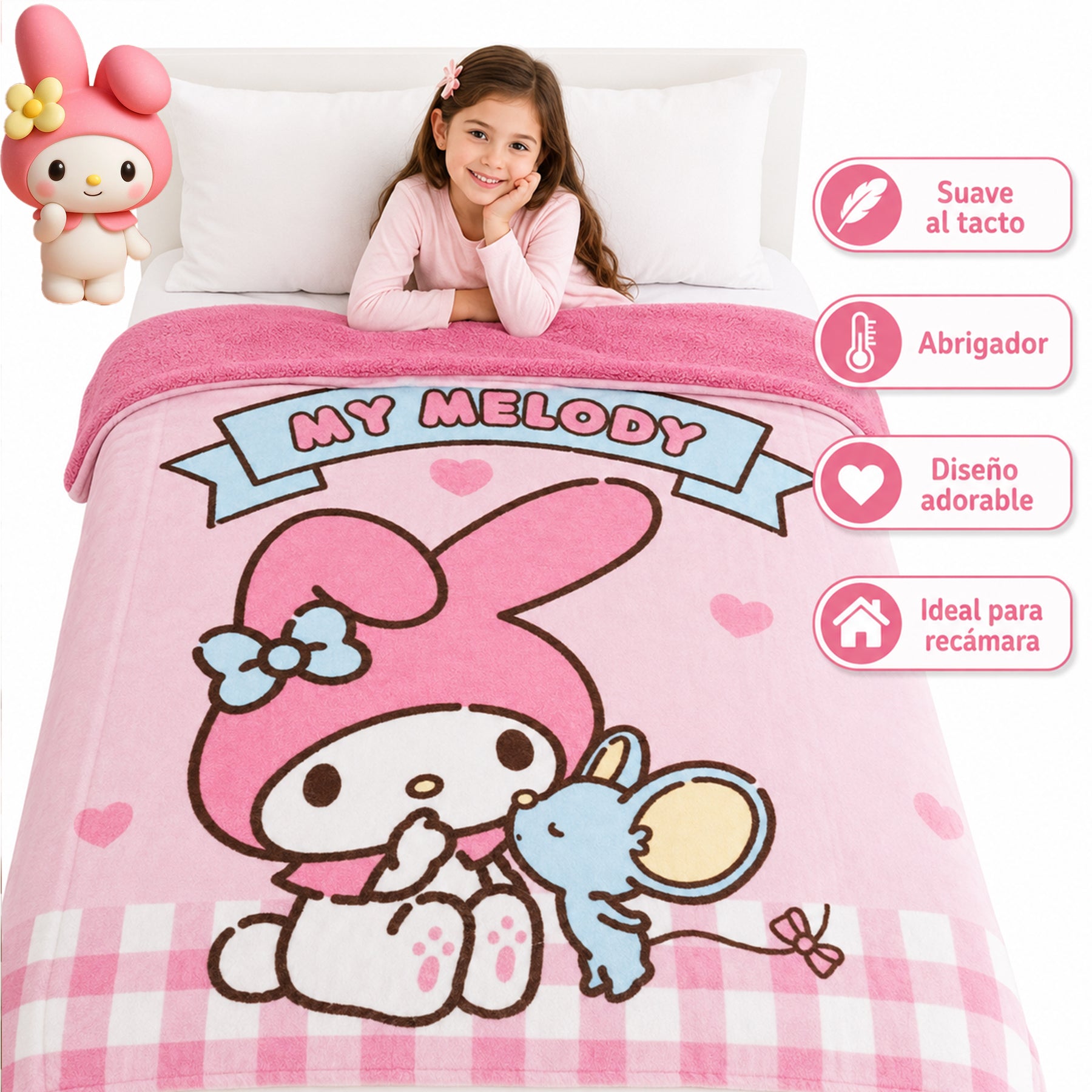 Cobertor Borrega Matrimonial 1.80x2.2m Infantil Providencia® My Melody
