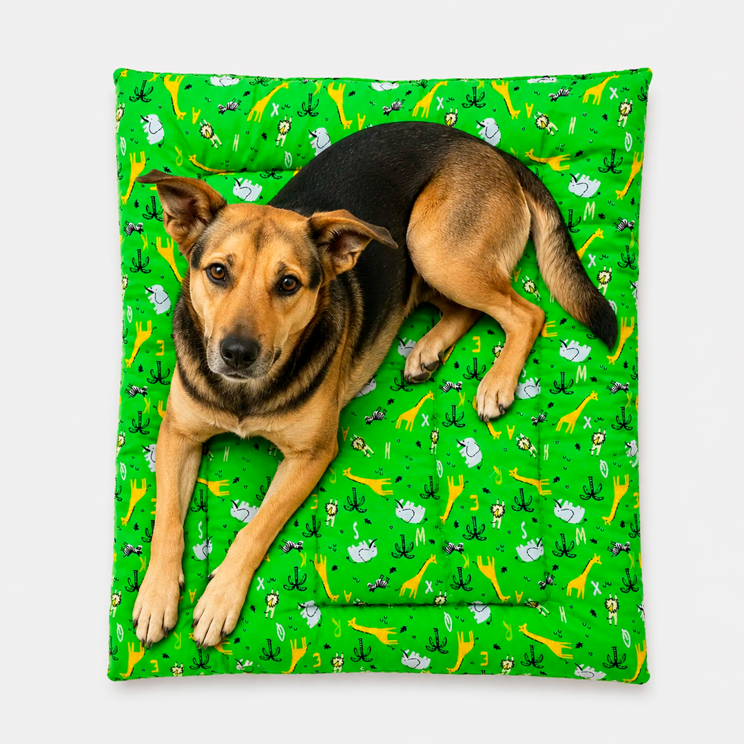 Tapete Estampado Y Acolchado Transportadora Para Mascota Safari Verde