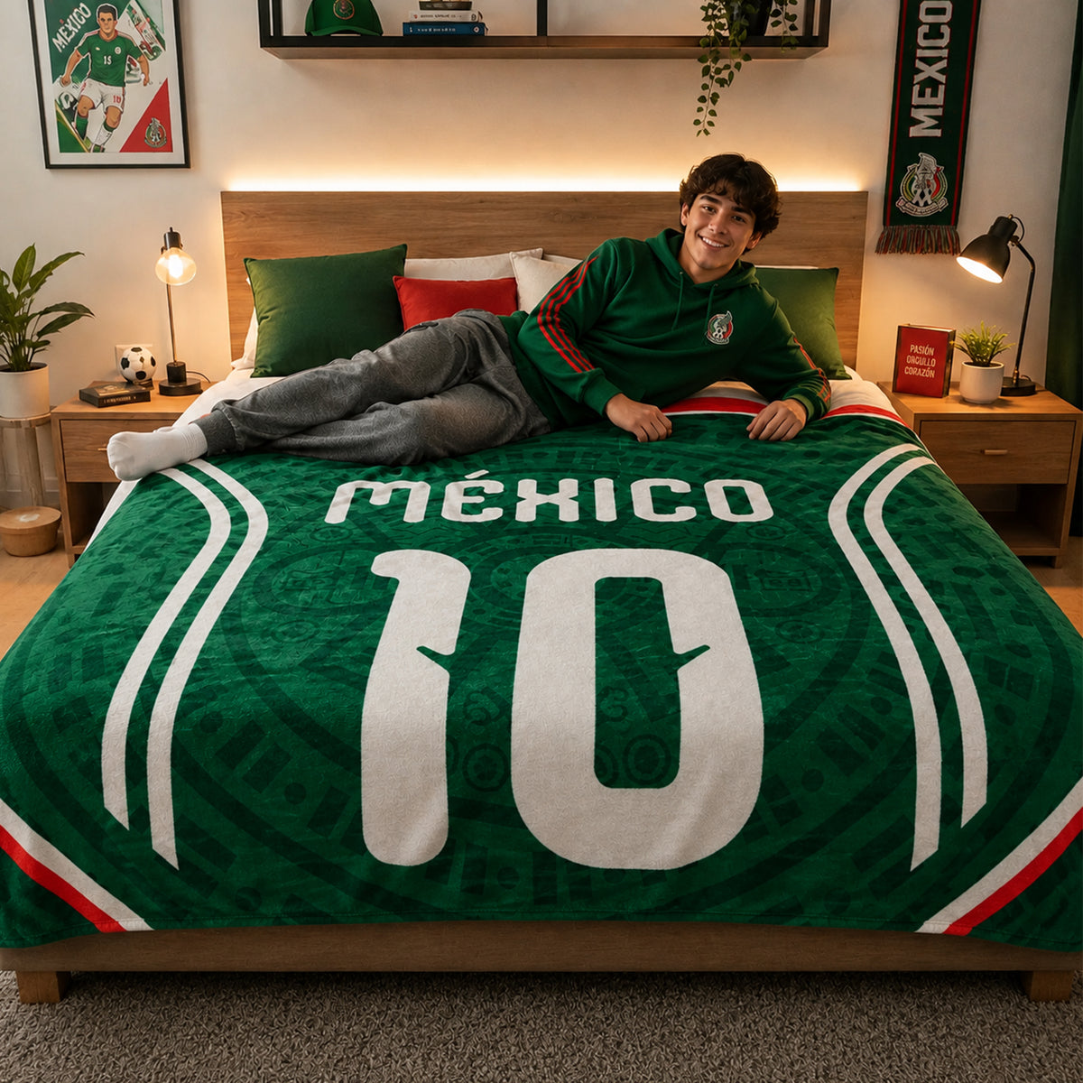Frazada Ligera Super Suave Matrimonial Futbol Providencia® Selección Mexicana